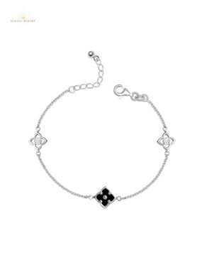 925 Sterling Silver Clover Charm Bracelet Adjustable 8 Inch Lobster Claw